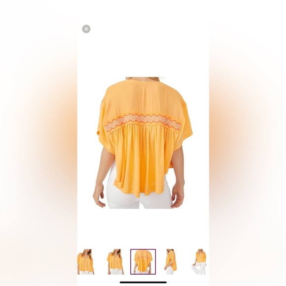 Free People | Yellow Boxy Tie Front Blouse
Size Medium - Picture 7 of 8